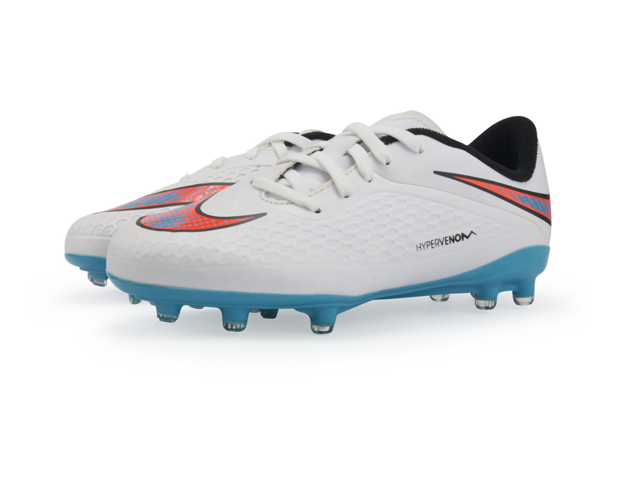 Nike Kids Hypervenom Phelon FG White/Blue Lagoon/Crimson Black