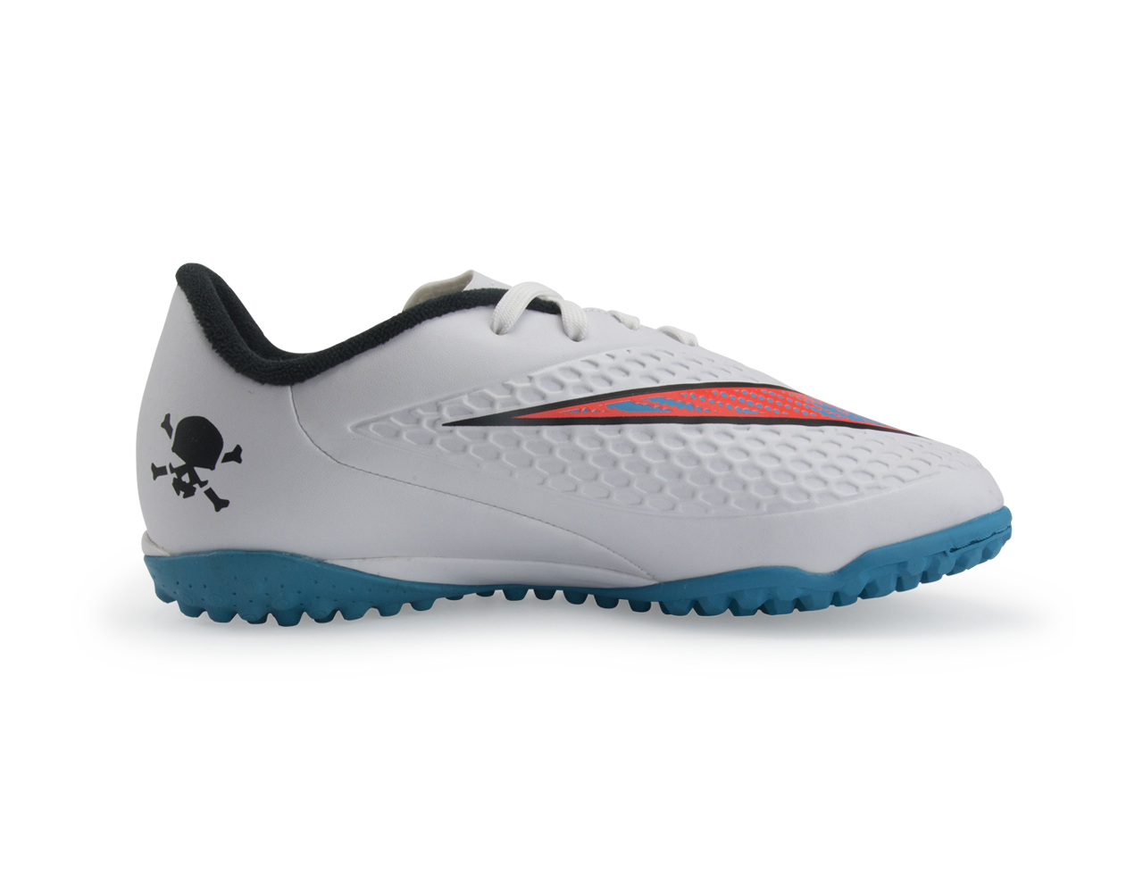 Nike Kids Hypervenom Phelon Turf Soccer Shoes White/Blue Lagoon/Total Crimson