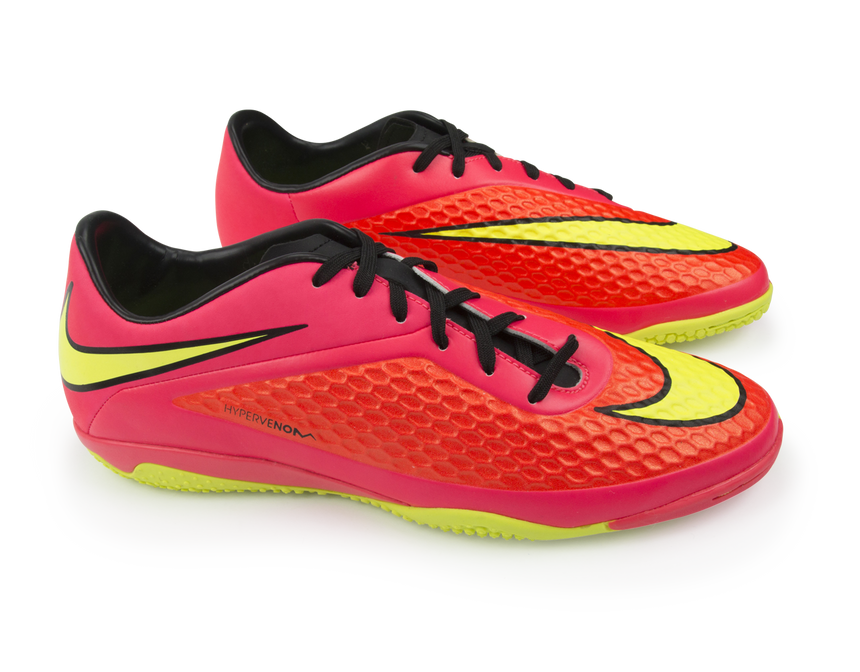 Nike Men's Hypervenom Phelon Indoor Soccer Shoes Bright Crimson/Volt/Hyper Punch