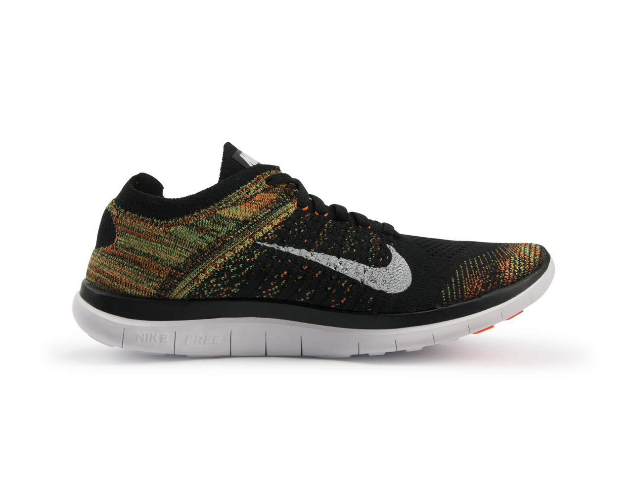 Nike Men's Free 4.0 Flyknit Running Shoes Black/White/Poison Green