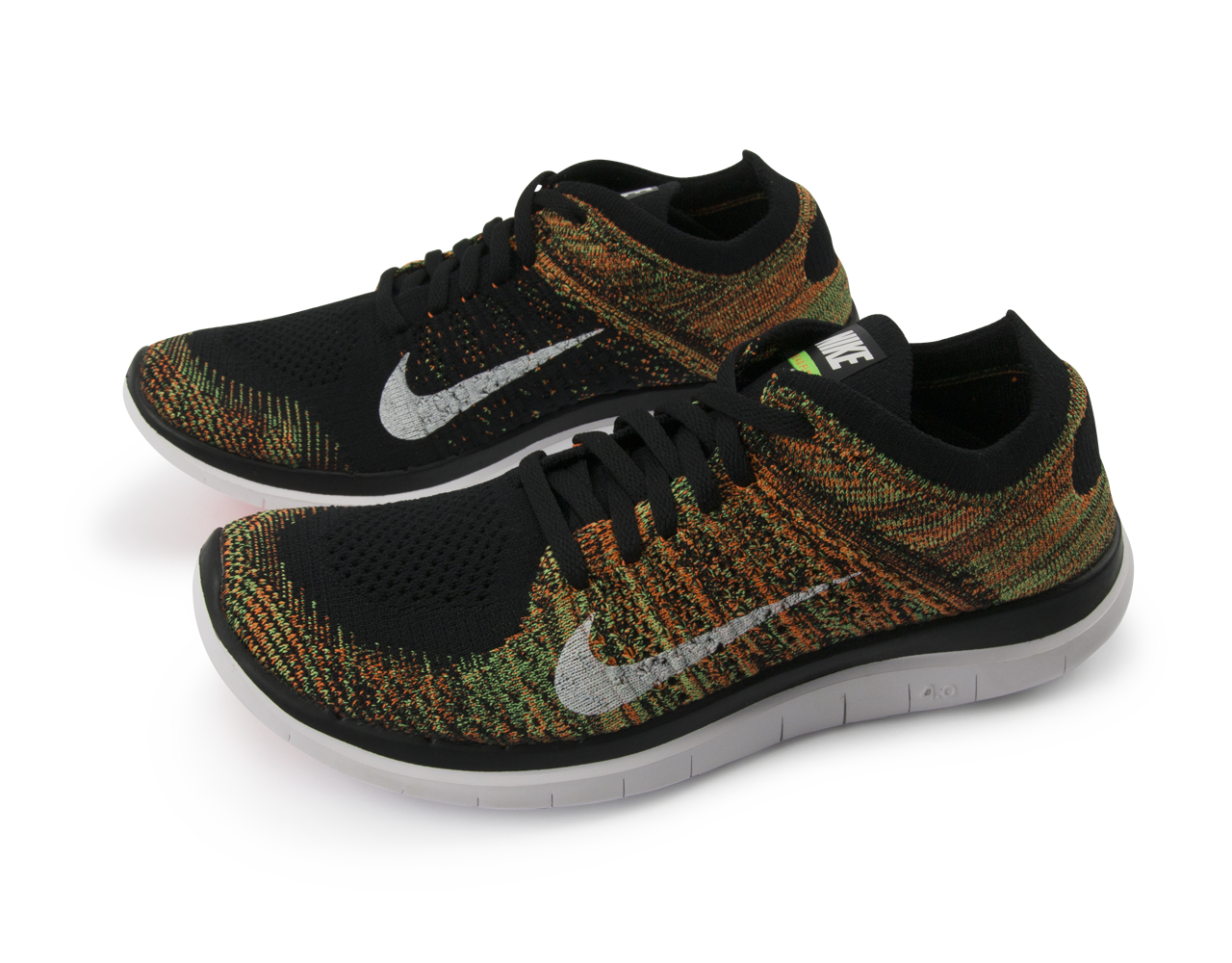 Nike Men's Free 4.0 Flyknit Running Shoes Black/White/Poison Green