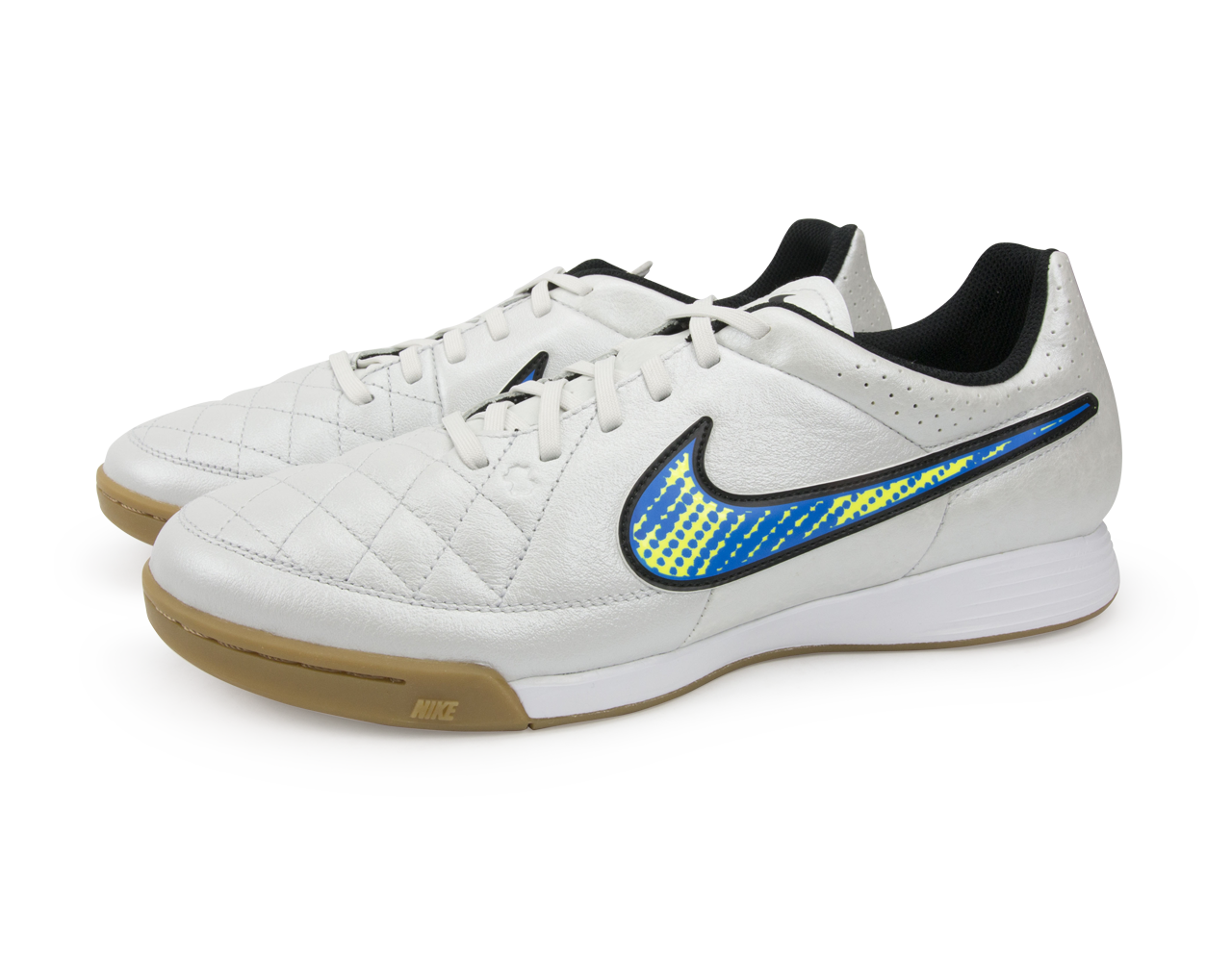 Nike Men's Tiempo Genio Leather Indoor Soccer Shoes White/Volt/Soar/Black
