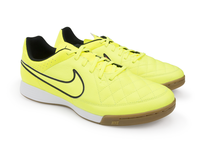 Nike Men's Tiempo Genio Leather Indoor Soccer Shoes Volt/Hyper Punch/Black