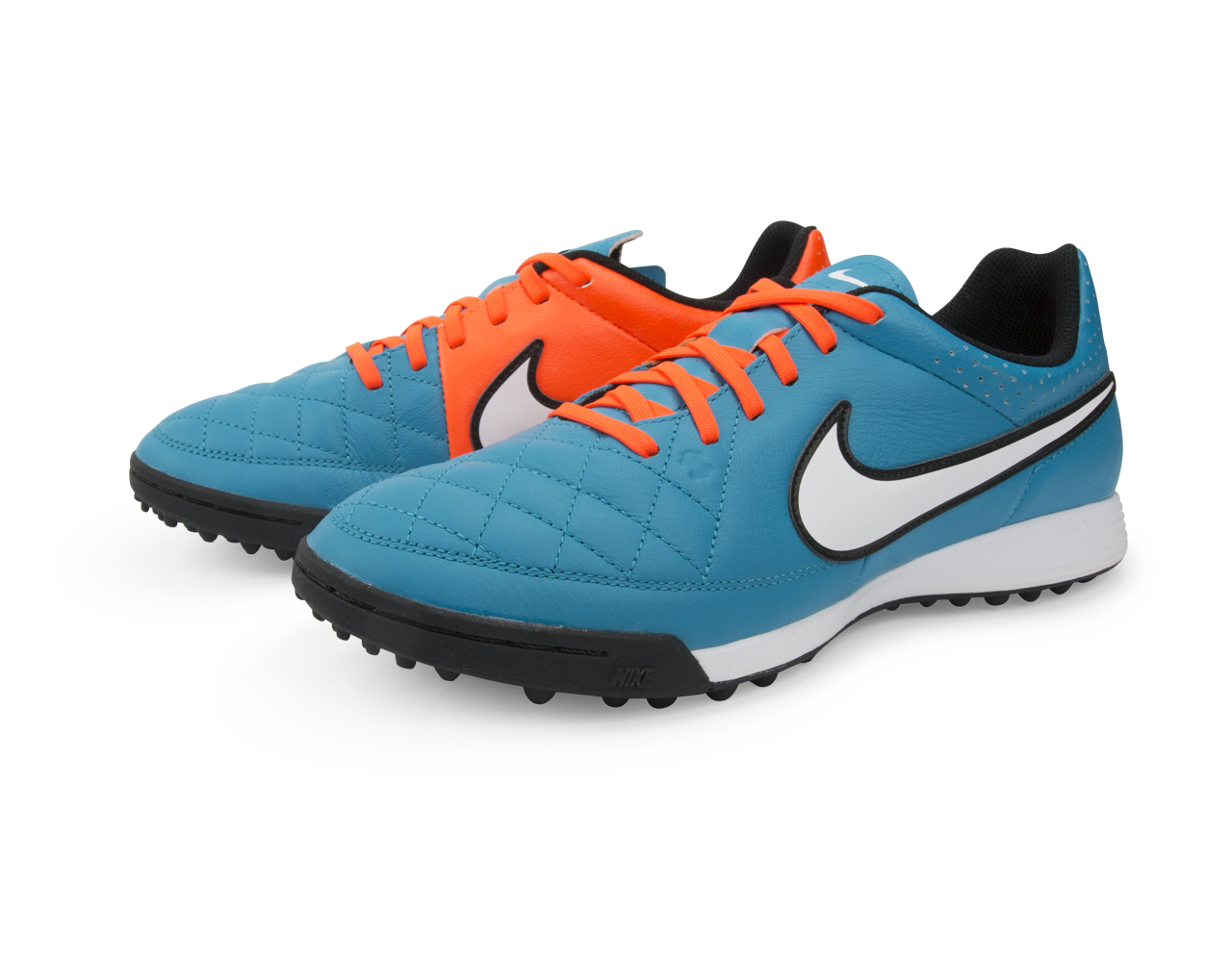 Nike Men's Tiempo Genio Leather Turf Soccer Shoes Neo Turquoise/White/Hyper Crimson