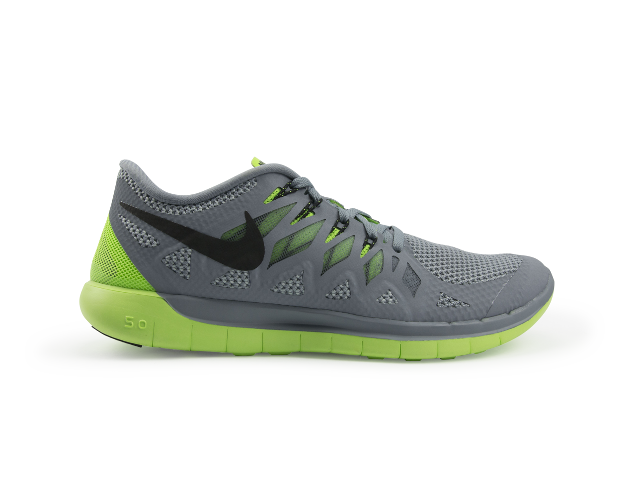 Nike Men's Free 5.0 Running Shoes Magnet Grey/Black/Electric Green