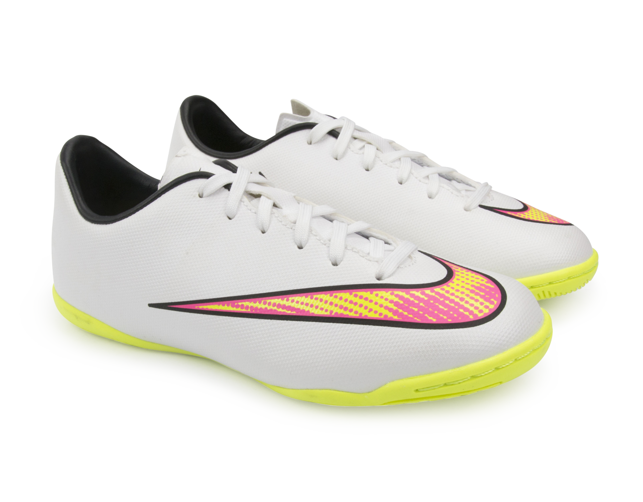 Nike Kids Mercurial Victory V Indoor Soccer Shoes White/Volt/Hyper Pink