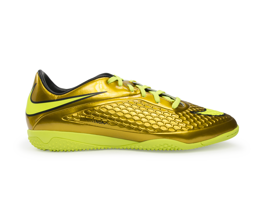 Nike Men's Hypervenom Phelon Indoor Soccer Shoes Metallic Gold/Black/Tour Yellow