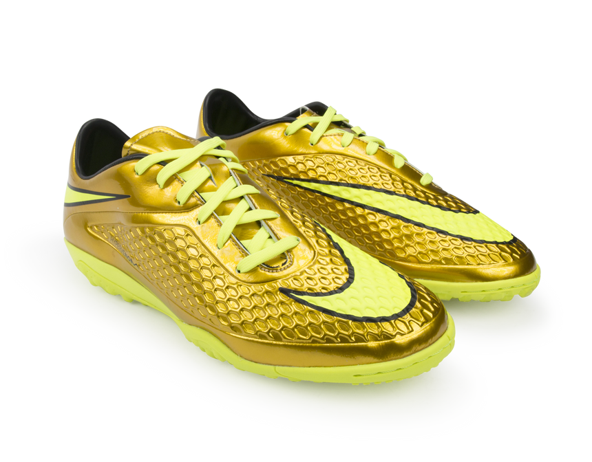 Nike Men's Hypervenom Phelon Turf Soccer Shoes Metallic Gold/Black/Tour Yellow