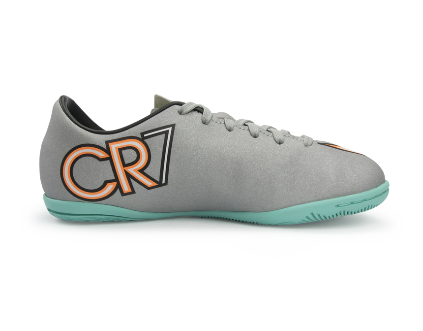 Nike Kids Mercurial Victory V CR Indoor Soccer Shoes Metallic Silver/Hyper Turquoise/Black