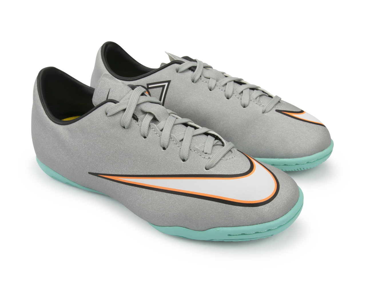 Nike Kids Mercurial Victory V CR Indoor Soccer Shoes Metallic Silver/Hyper Turquoise/Black