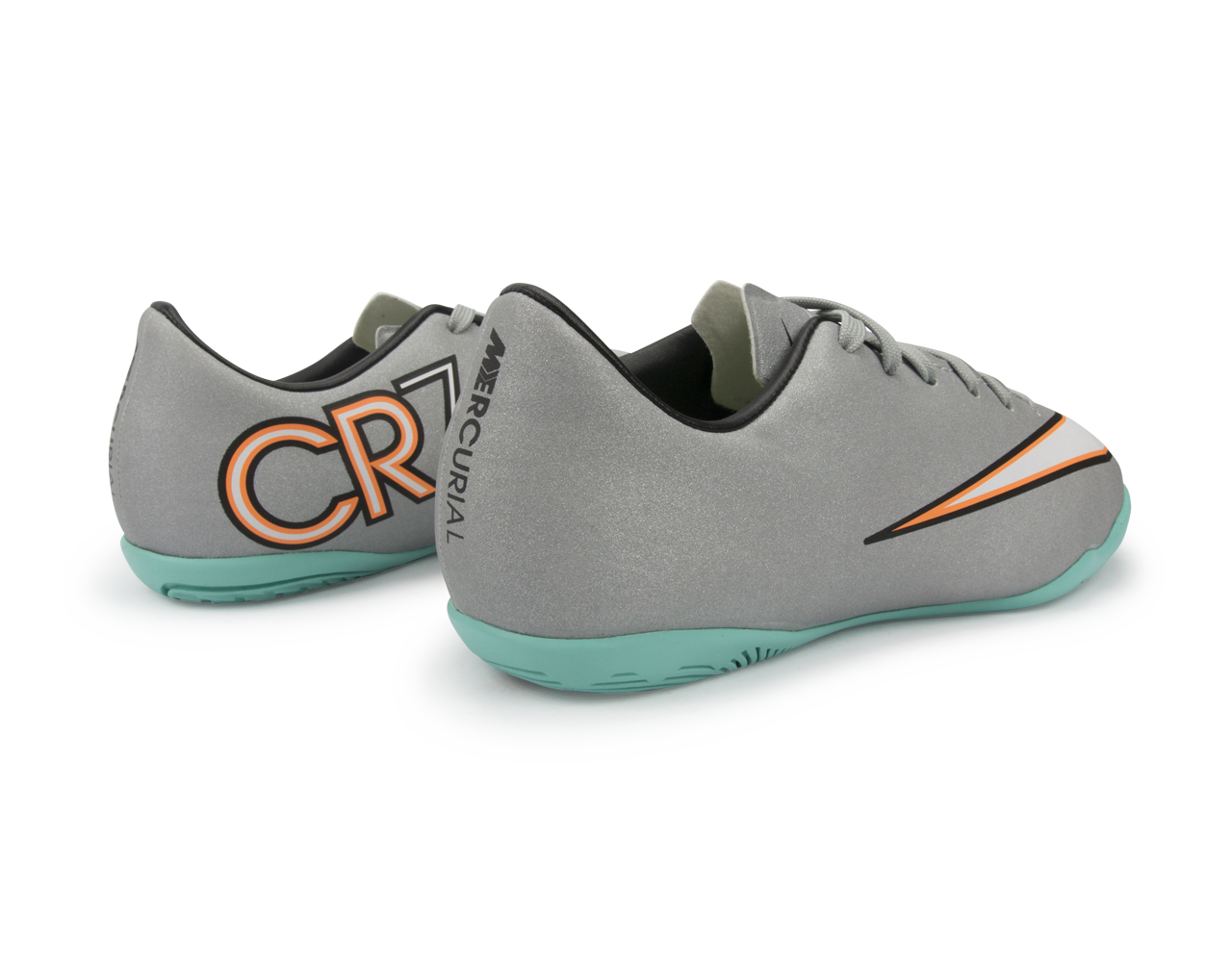 Nike Kids Mercurial Victory V CR Indoor Soccer Shoes Metallic Silver/Hyper Turquoise/Black