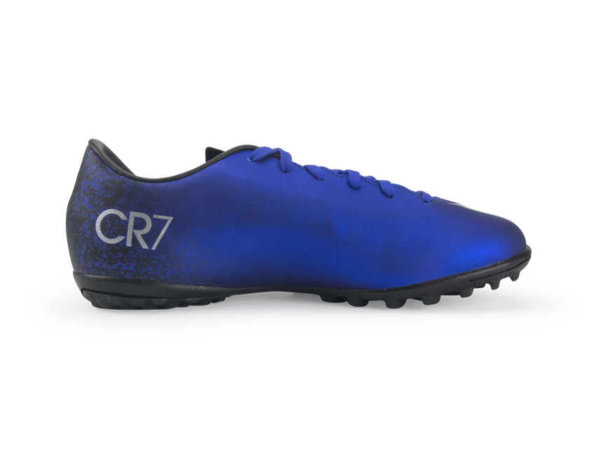 Nike Kids Mercurial Victory V CR7 Turf Soccer Shoes Deep Royal Blue/Metallic Silver