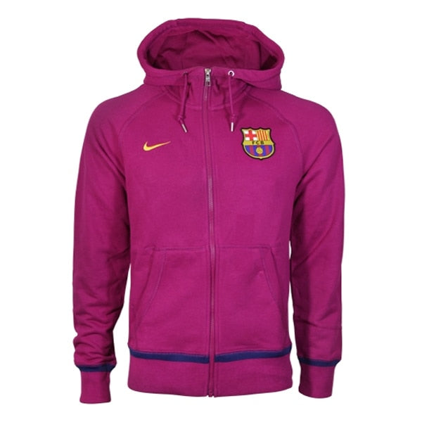 Nike Men's FC Barcelona AW77 Covert Full Zip Hoodie Dynamic Berry/University Gold