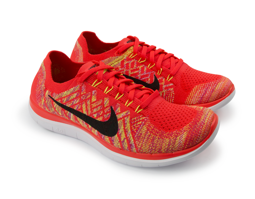 Nike Men's Free 4.0 Flyknit Running Shoes Bright Crimson/Black/Hot Lava