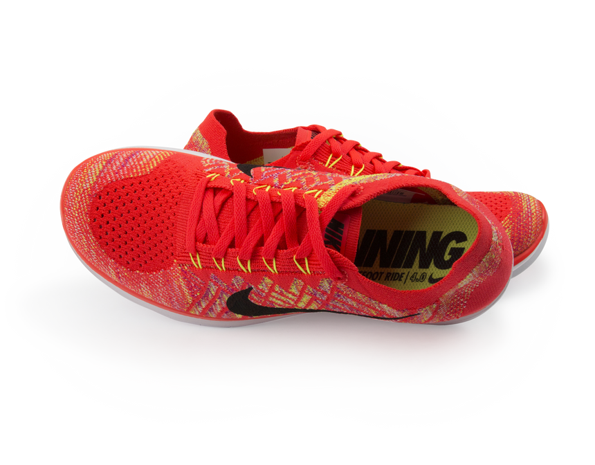 Nike Men's Free 4.0 Flyknit Running Shoes Bright Crimson/Black/Hot Lava