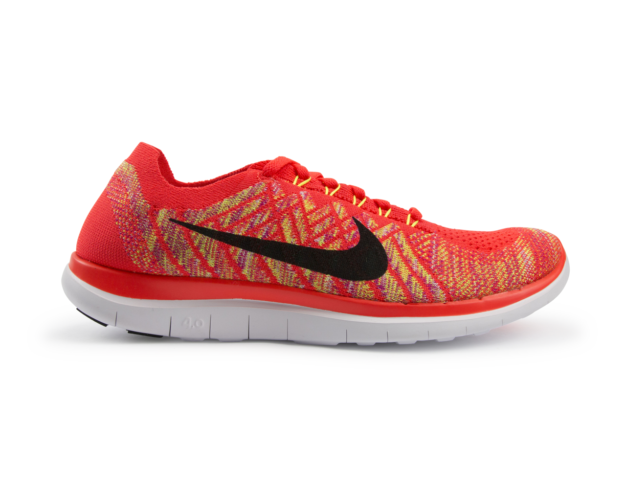 Nike Men's Free 4.0 Flyknit Running Shoes Bright Crimson/Black/Hot Lava