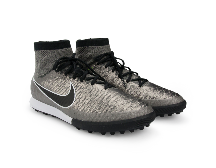 Nike Men's MagistaX Proximo Turf Soccer Shoes Metallic Pewter/Ghost Green/Black
