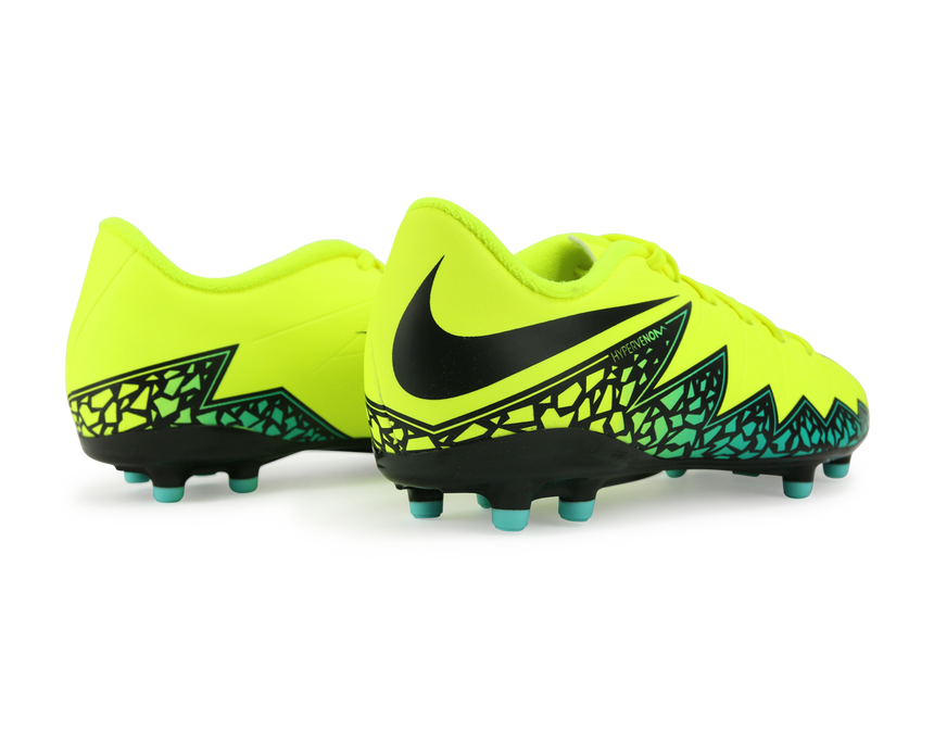 Nike Kids Hypervenom Phelon II FG Volt Black/Hyper Turquoise/Clear Jade