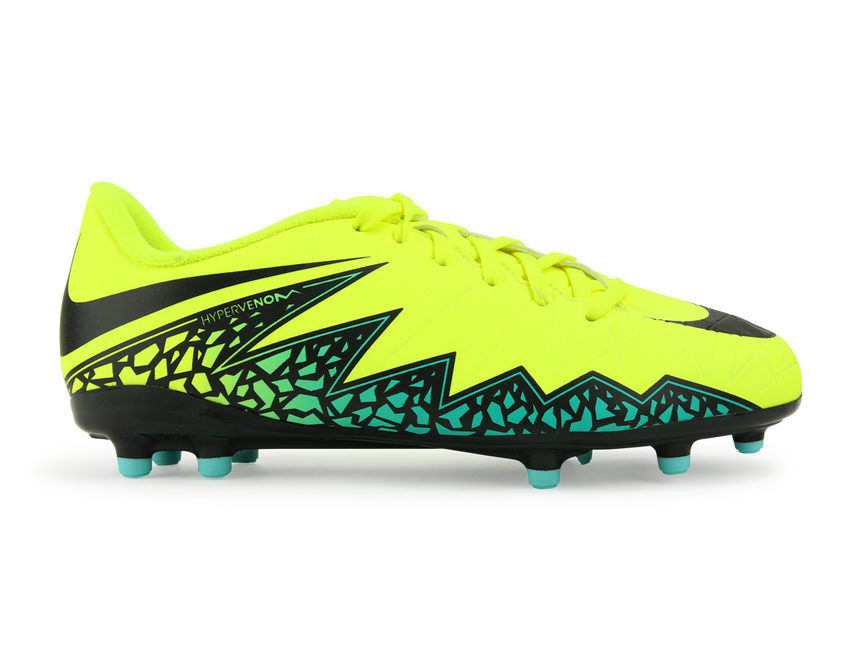 Nike Kids Hypervenom Phelon II FG Volt Black/Hyper Turquoise/Clear Jade