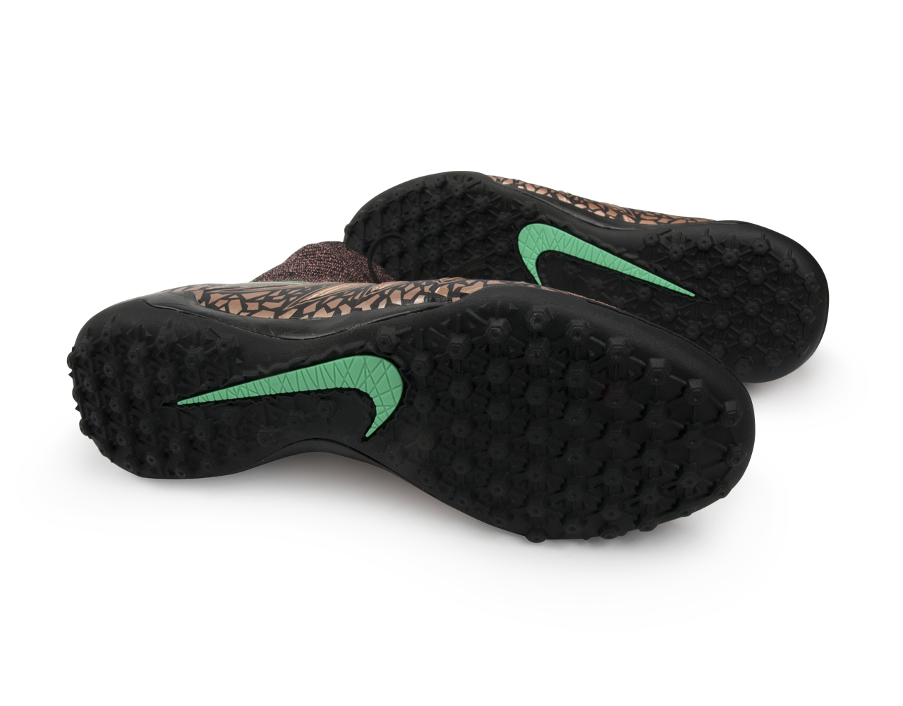 Nike Men's HypervenomX Proximo Turf Soccer Shoes Metallic Red Bronze/Green Glow/Black