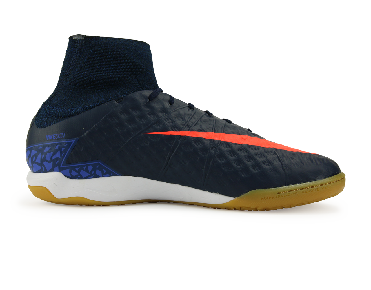 Nike Men's HypervenomX Proximo Indoor Soccer Shoes Obsidian/Total Crimson/Coastal Blue