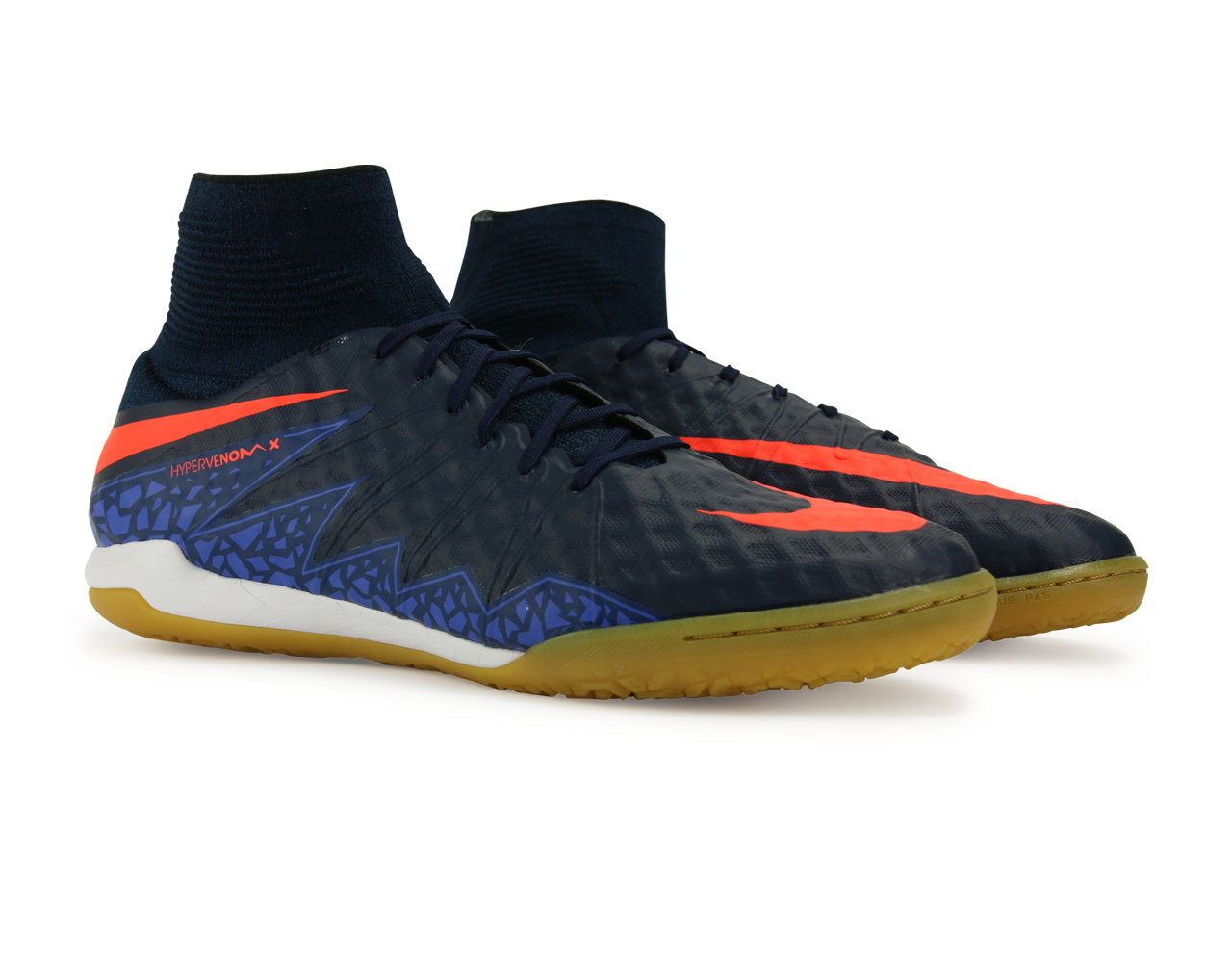 Nike Men's HypervenomX Proximo Indoor Soccer Shoes Obsidian/Total Crimson/Coastal Blue