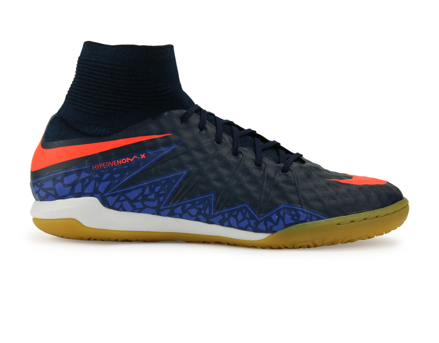 Nike Men's HypervenomX Proximo Indoor Soccer Shoes Obsidian/Total Crimson/Coastal Blue