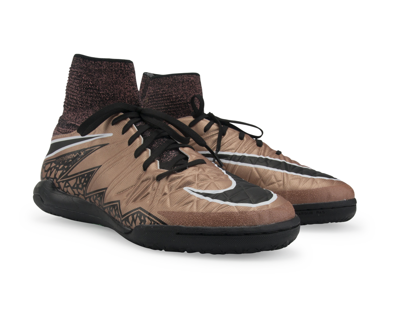 Nike Kids HypervenomX Proximo Indoor Soccer Shoes Metallic Red Bronze/Green Glow/Black