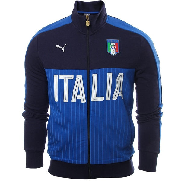 PUMA Men's Italia FIGC Fanwear Track Jacket Peacoat/Team Power Blue