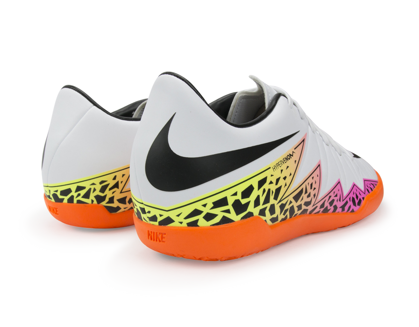 Nike Men's Hypervenom Phelon Indoor Soccer Shoes White/Black/Total Orange