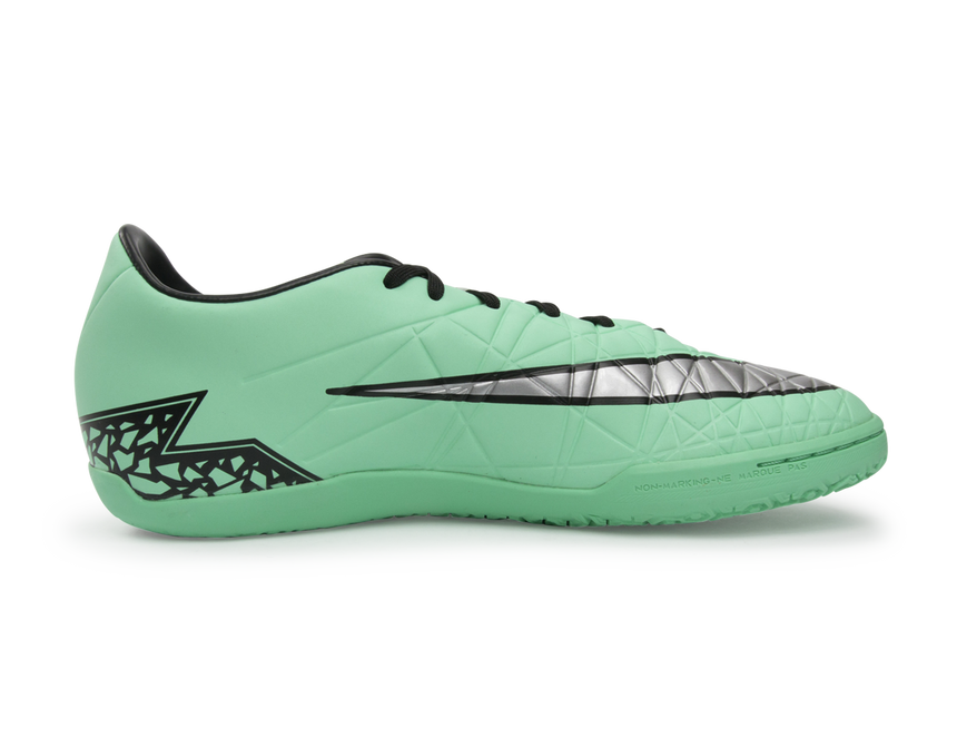 Nike Men's Hypervenom Phelon Indoor Soccer Shoes Green Glow/Metallic Silver/Hyper Orange