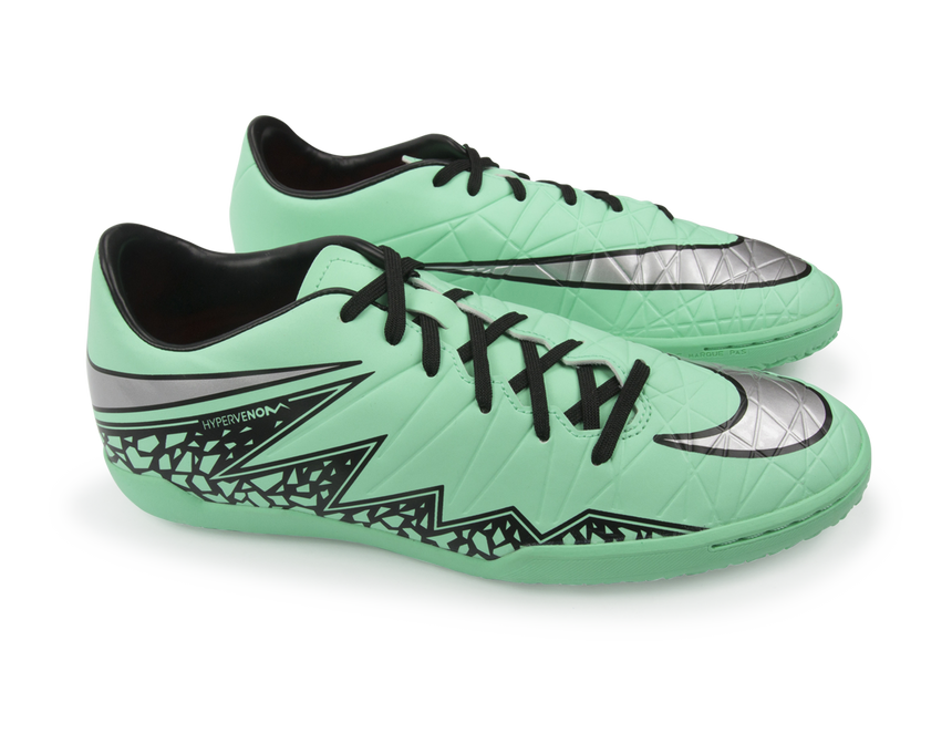 Nike Men's Hypervenom Phelon Indoor Soccer Shoes Green Glow/Metallic Silver/Hyper Orange