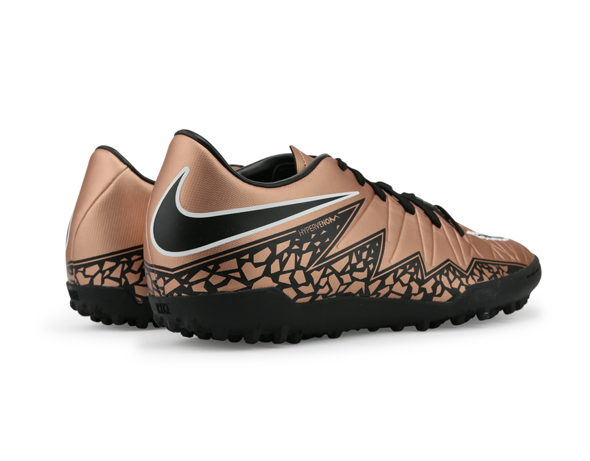 Nike Men's Hypervenom Phelon II Turf Soccer Shoes Metalic Red Bronz/Black Green/Glow White