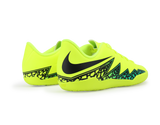 Nike Kids Hypervenom Phelon II Indoor Soccer Shoes Volt Black/Hyper Turquoise/Clear Jade