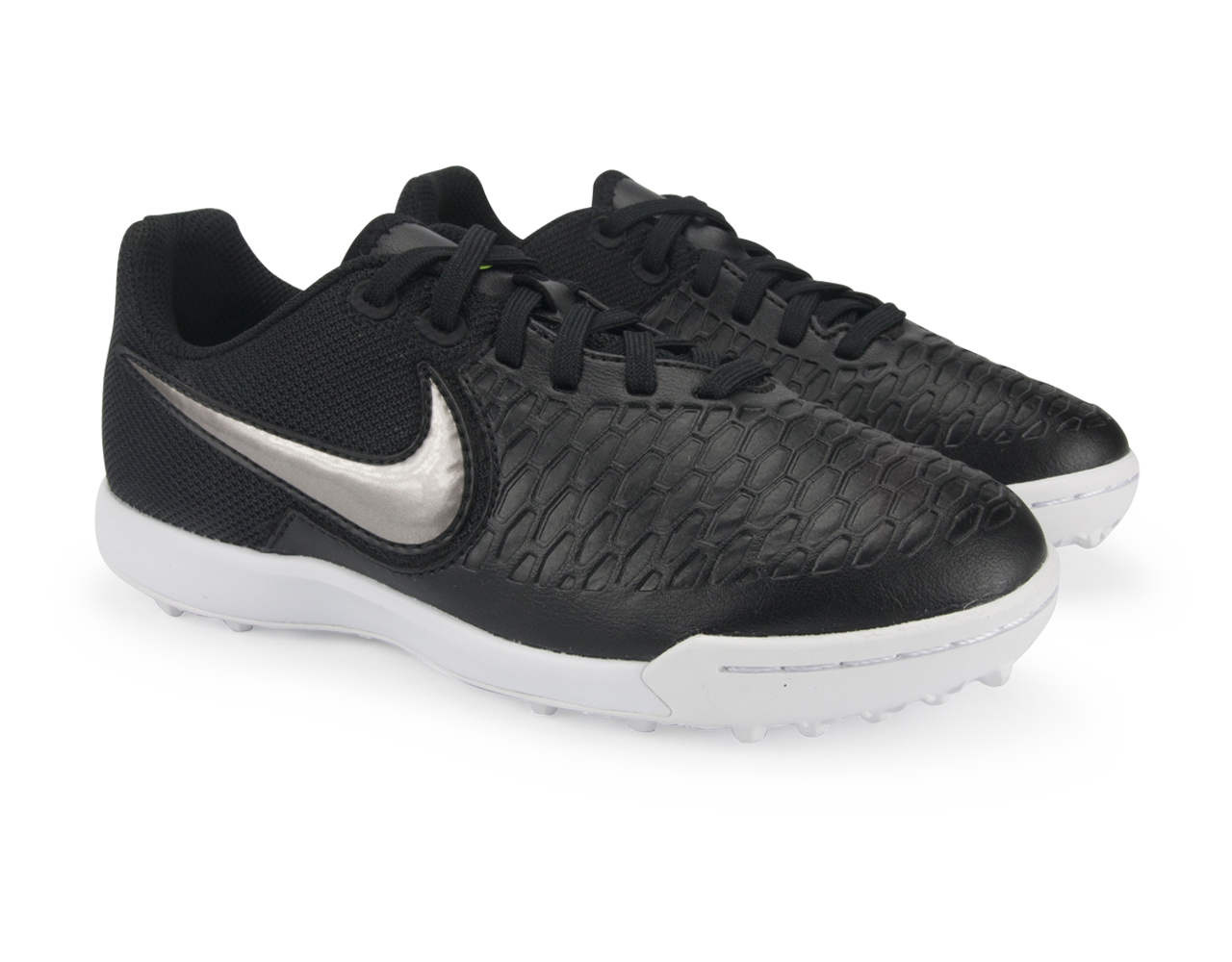 Nike Kids MagistaX Pro Turf Soccer Shoes Black/Metallic Pewter/White