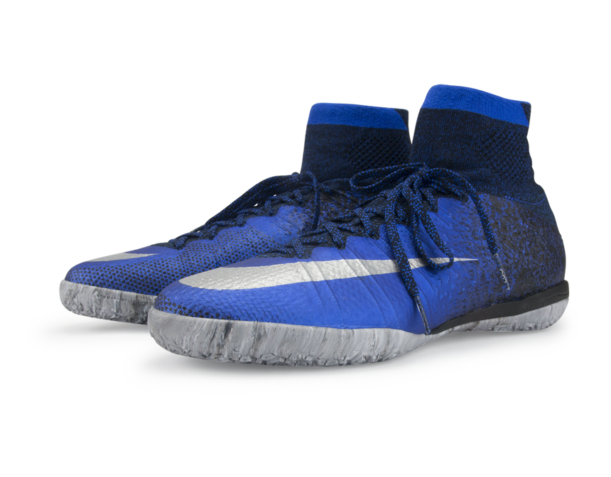 Nike Men's MercurialX Proximo CR Indoor Soccer Shoes Deep Royal Blue/Metallic Silver