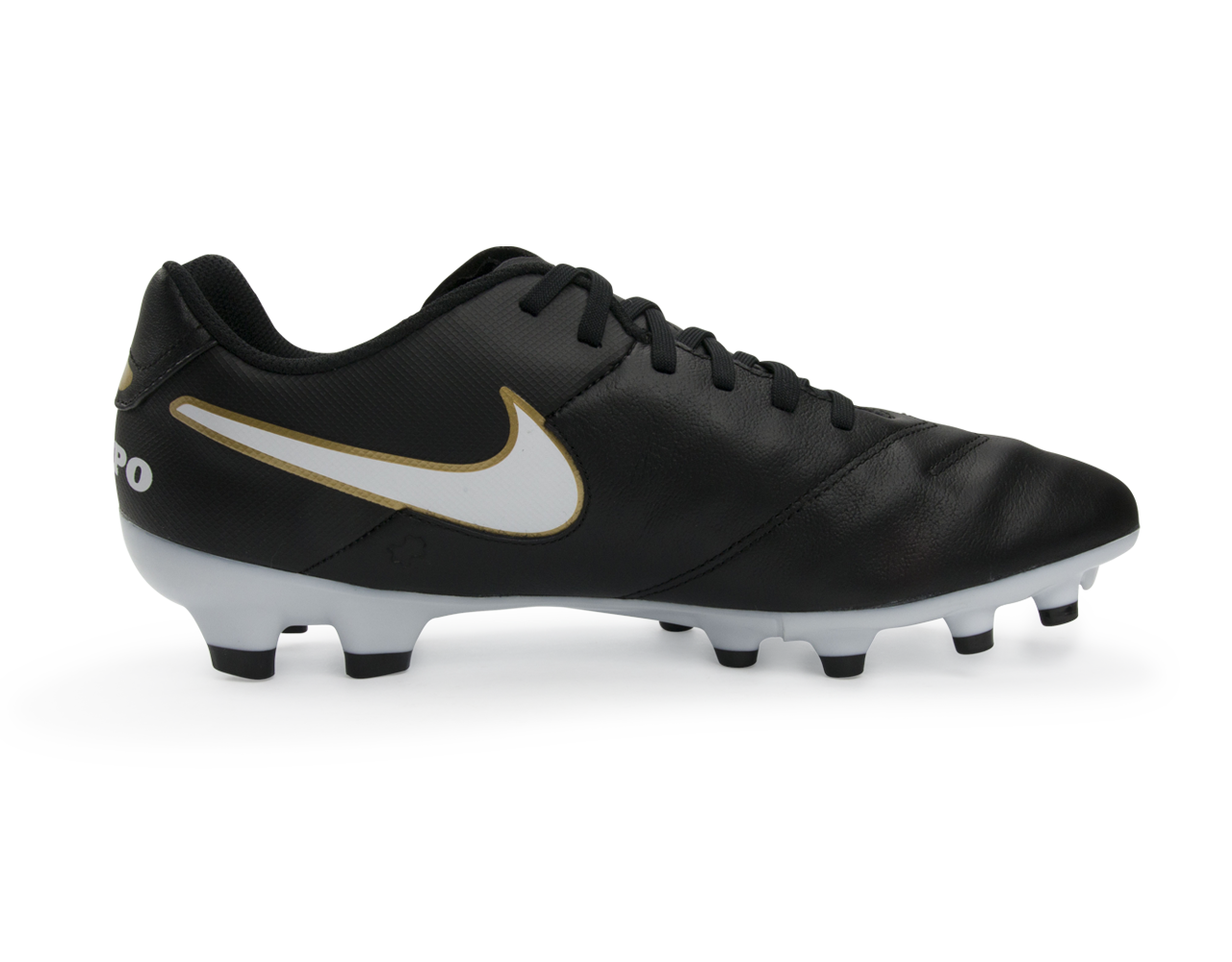 Nike Men's Tiempo Genio II Leather FG Black/White/Metallic Gold