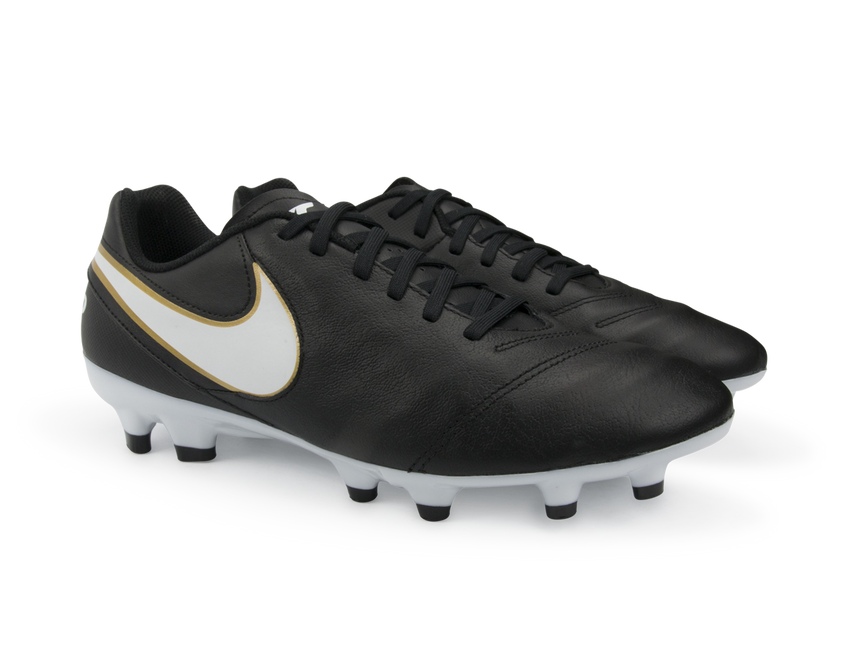 Nike Men's Tiempo Genio II Leather FG Black/White/Metallic Gold