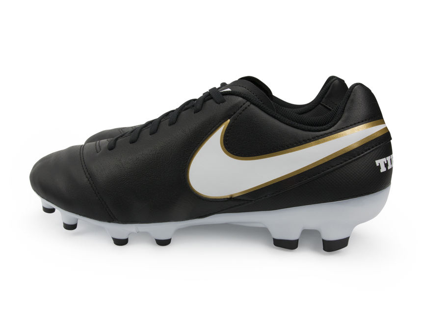 Nike Men's Tiempo Genio II Leather FG Black/White/Metallic Gold