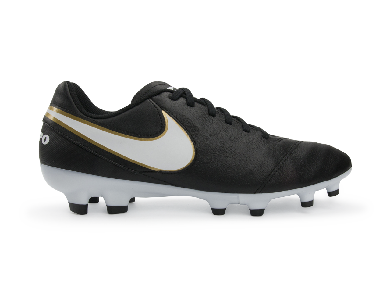 Nike Men's Tiempo Genio II Leather FG Black/White/Metallic Gold