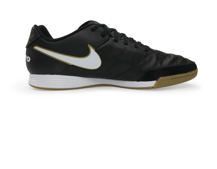 Nike Men's Tiempo Genio II Leather Indoor Soccer Shoes Black/White/Metallic Gold