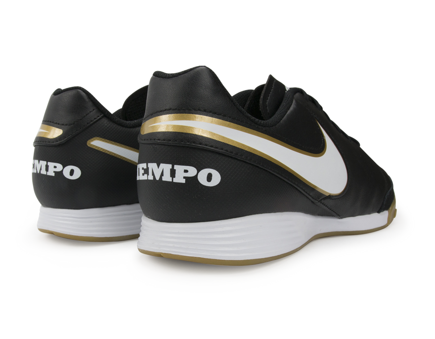 Nike Men's Tiempo Genio II Leather Indoor Soccer Shoes Black/White/Metallic Gold