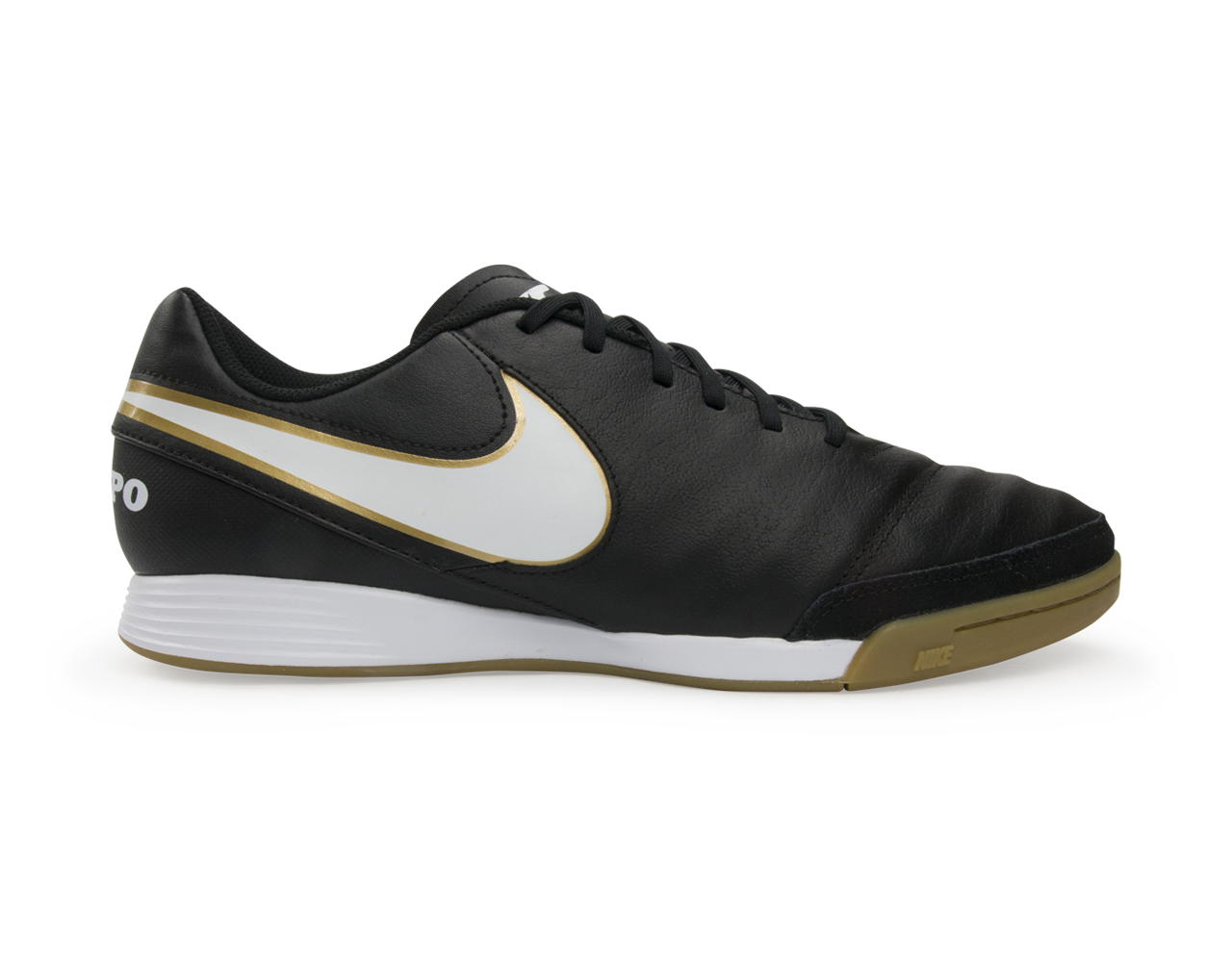Nike Men's Tiempo Genio II Leather Indoor Soccer Shoes Black/White/Metallic Gold