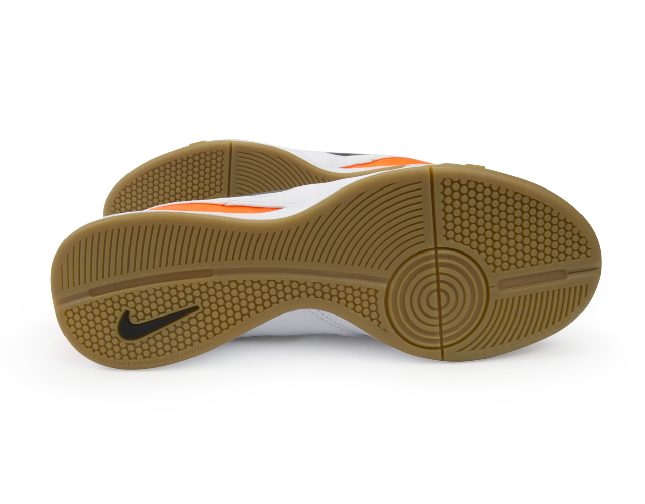 Nike Men's Tiempo Genio II Leather Indoor Soccer Shoes White/Black/Total Orange
