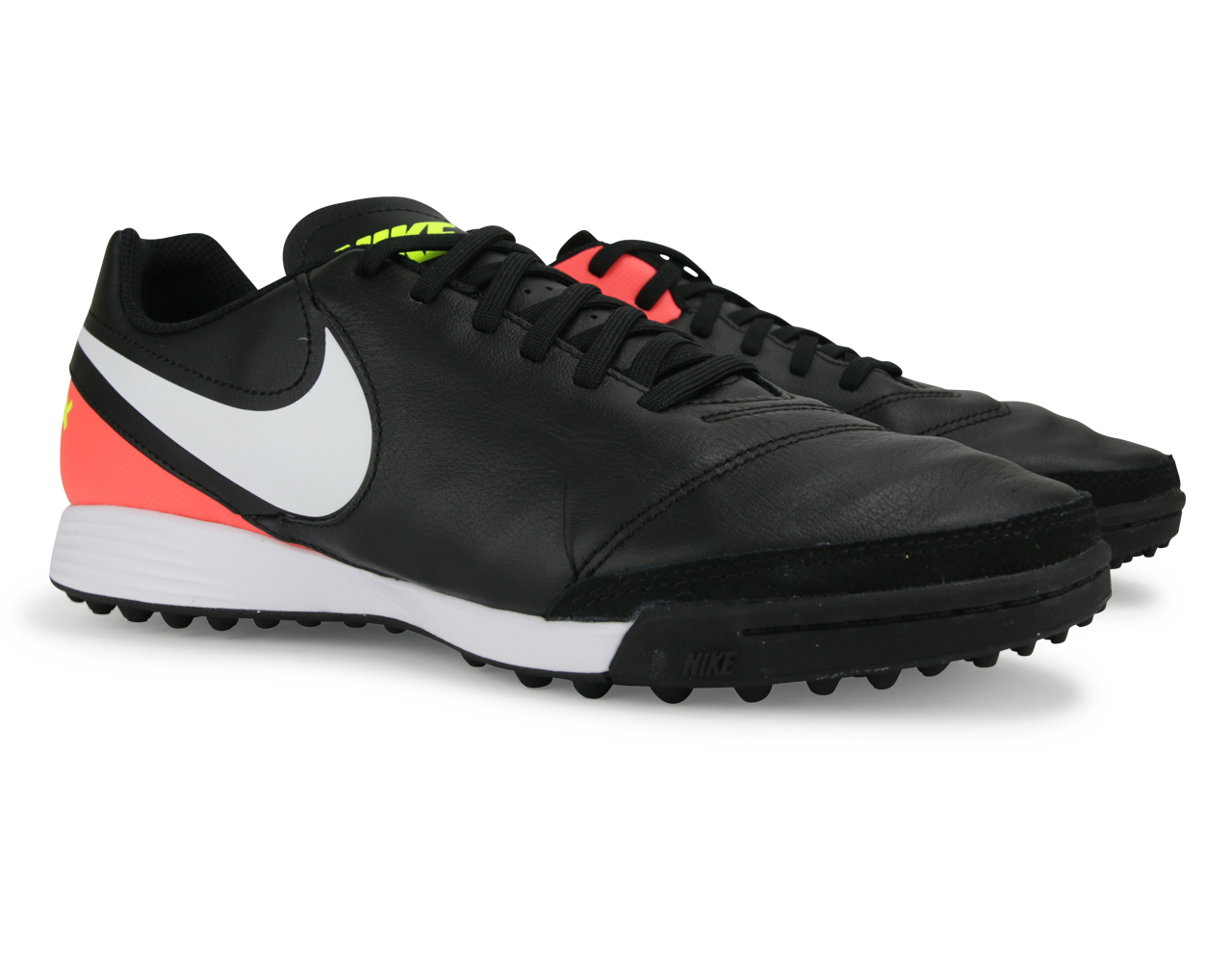 Nike Men's TiempoX Genio II Turf Shoes Black/White/Hyper Orange/Volt