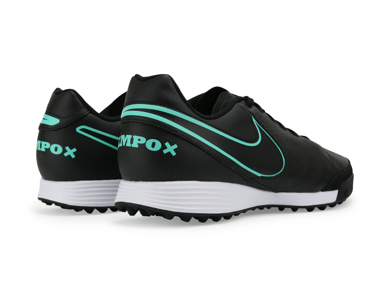 Nike Men's TiempoX Genio II Leather Turf Soccer Shoes Black/Hyper Turqouise