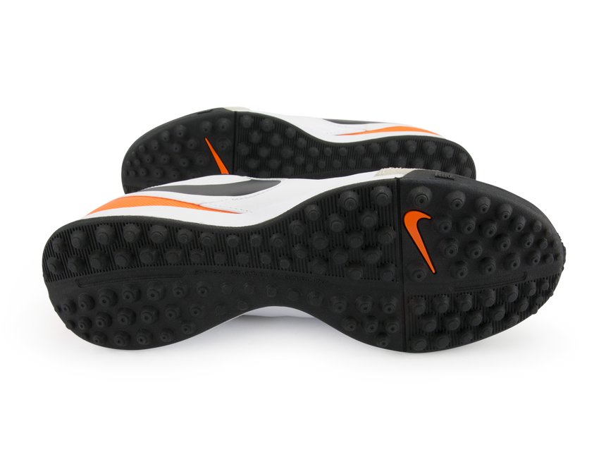 Nike Men's Tiempo Genio Leather Turf Soccer Shoes White/Black/Total Orange