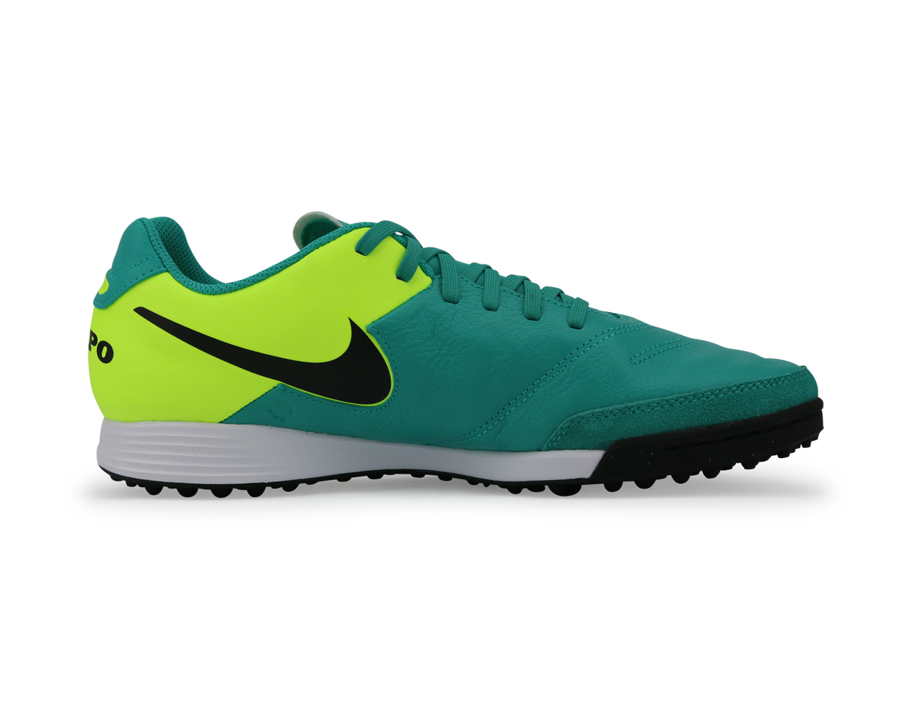 Nike Men's Tiempo Genio Leather Turf Soccer Shoes Clear Jade/Black/Volt