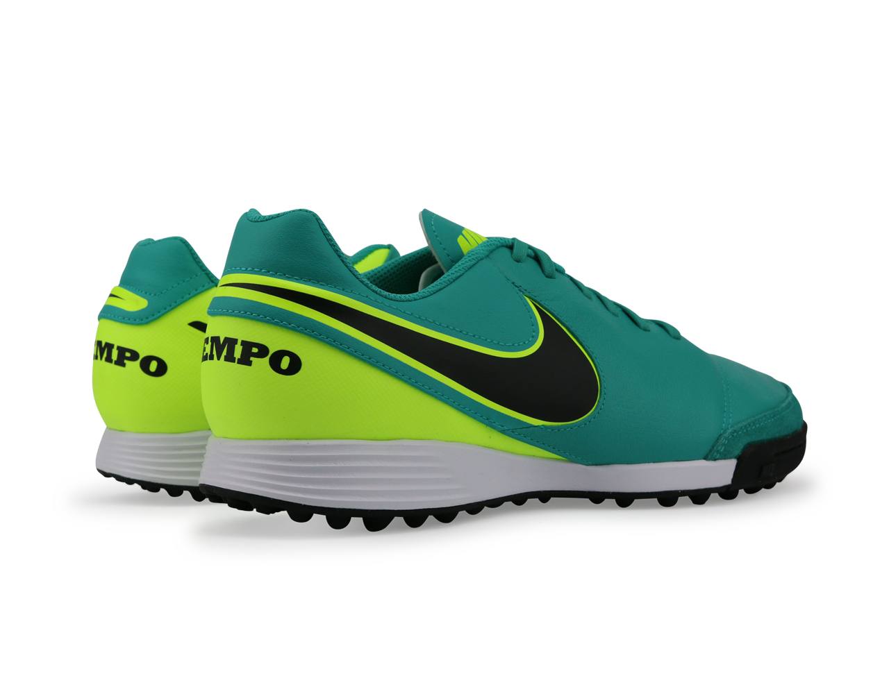 Nike Men's Tiempo Genio Leather Turf Soccer Shoes Clear Jade/Black/Volt