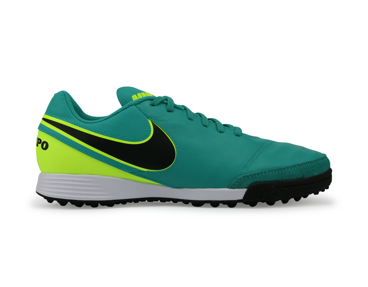 Nike Men's Tiempo Genio Leather Turf Soccer Shoes Clear Jade/Black/Volt